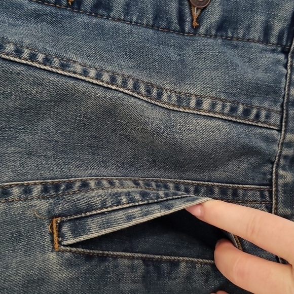 Kensie Vintage Lux Sleeveless Denim Jacket - Size L - Picture 3 of 9